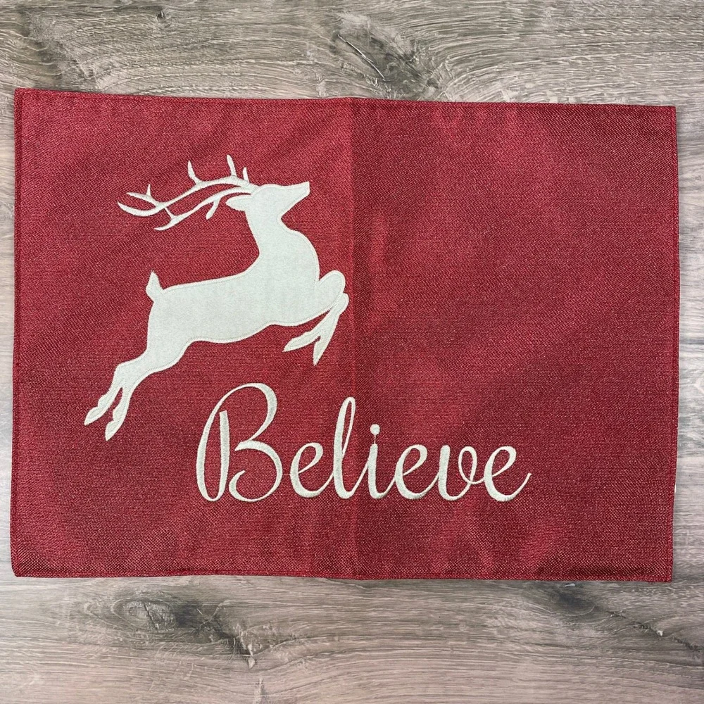 St Nicholas Square Kohls Red Reindeer Believe Christmas Table Placemats Set of 3